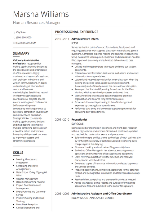 Real Professional CV Example & Sample Directory | VisualCV