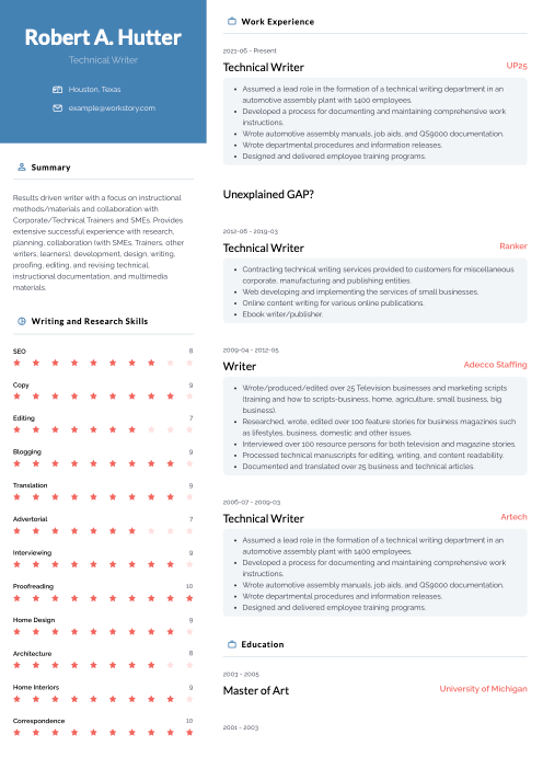 blue color resume template nevis