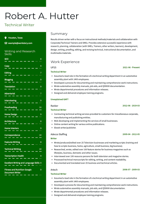 green color resume template valiant