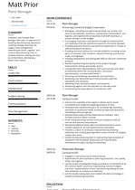 Plant Manager Resume Samples and Templates | VisualCV