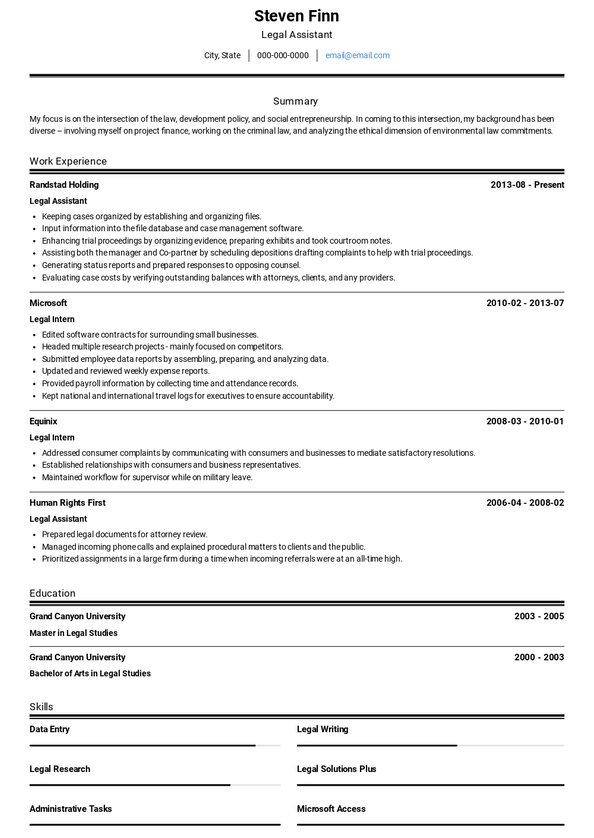 Legal Intern Resume Examples [+ 3 Samples] | VisualCV