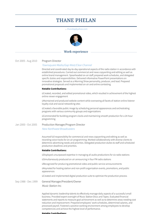 Program Director Resume Samples and Templates | VisualCV