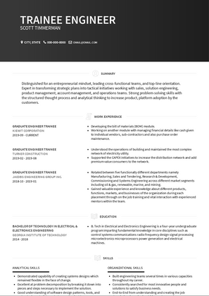 Trainee Engineer Resume Samples and Templates | VisualCV