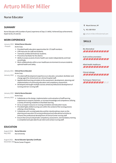 3+ Nurse Educator Resume Examples and Templates