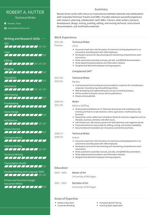 green color resume template avant