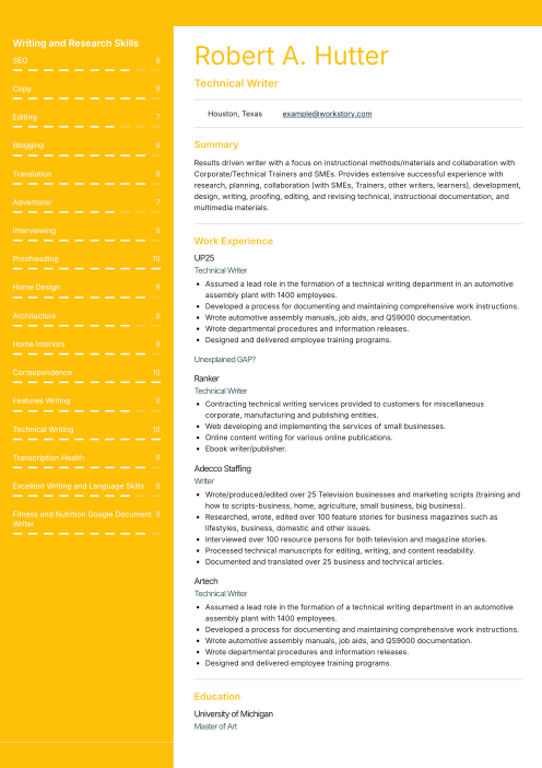 yellow color resume template summit