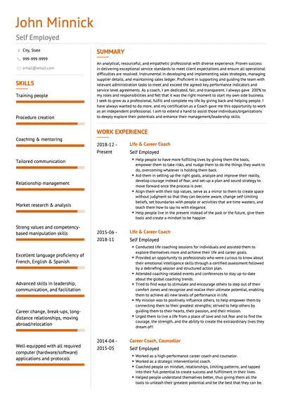 Self employed CV Examples & Templates | VisualCV