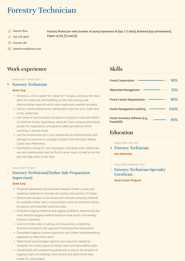 Forestry Technician Resume Examples And Templates