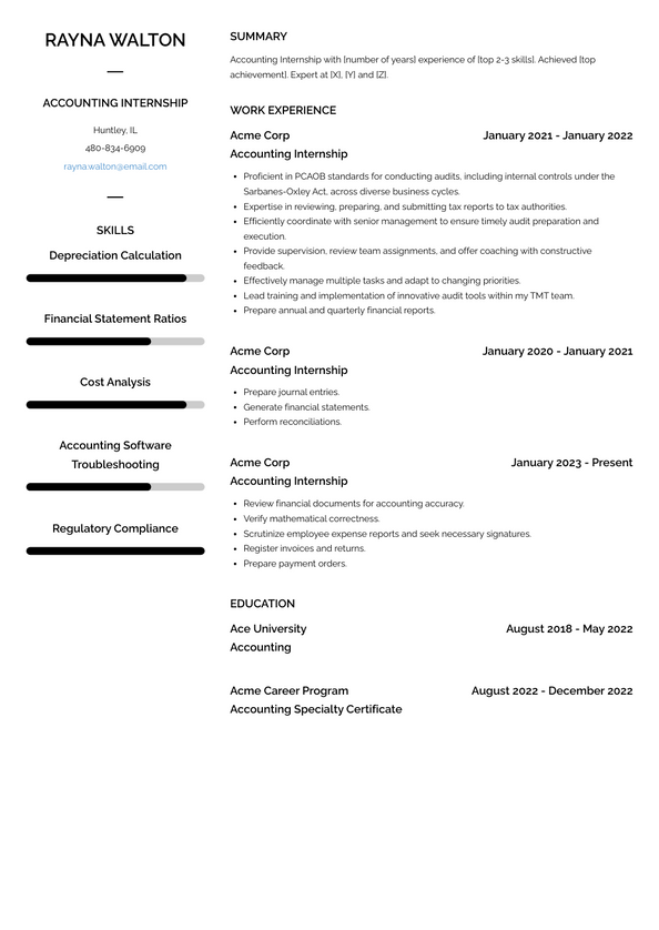 Accounting Internship Resume Examples and Templates