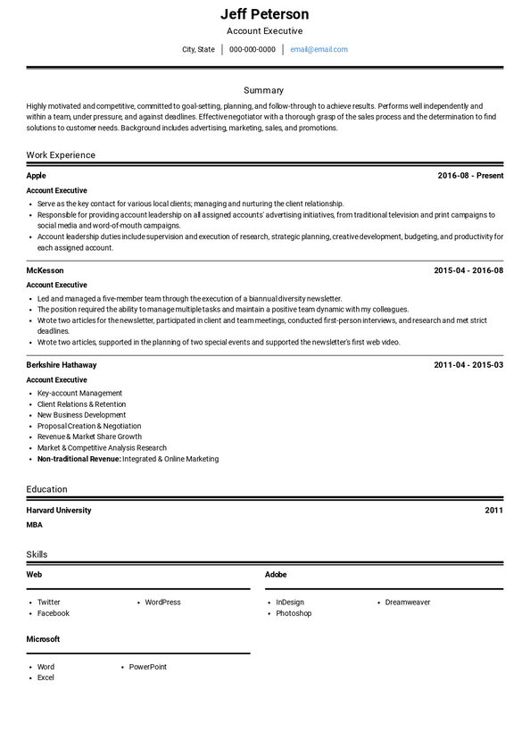 executive resume samples 2022