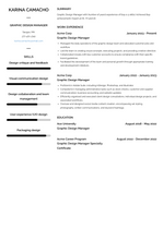 Graphic Design Manager Resume Examples and Templates