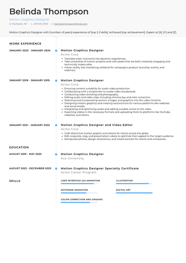 Motion Graphics Designer Resume Examples and Templates