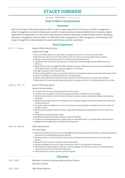 Office Administrator CV Examples & Templates | VisualCV