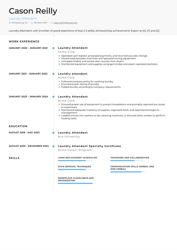 Laundry Attendant Resume Examples And Templates