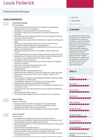 Channel Sales Manager Resume Samples and Templates | VisualCV