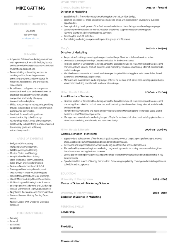 Director, Marketing Resume Samples and Templates | VisualCV