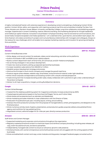 Content Writer Cv Examples & Templates 