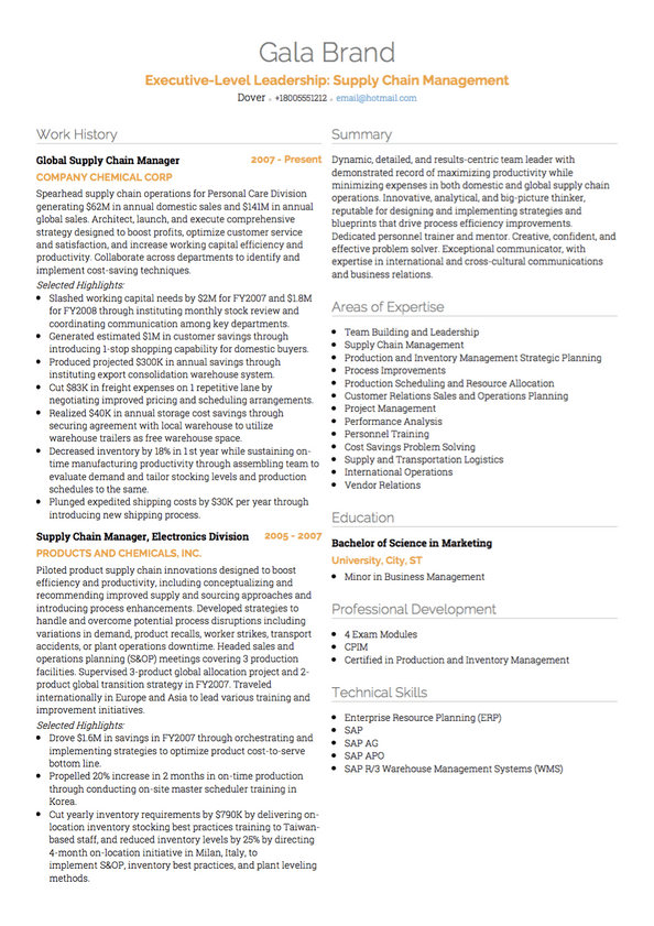 Logistics CV Examples & Templates | VisualCV