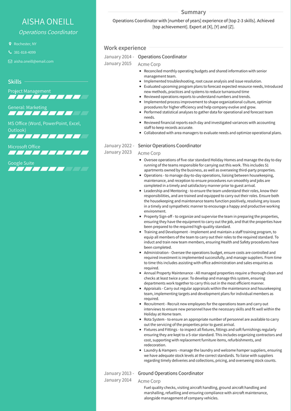 Operations Coordinator Resume Examples And Templates   Operations Coordinator Resume Example Avant 