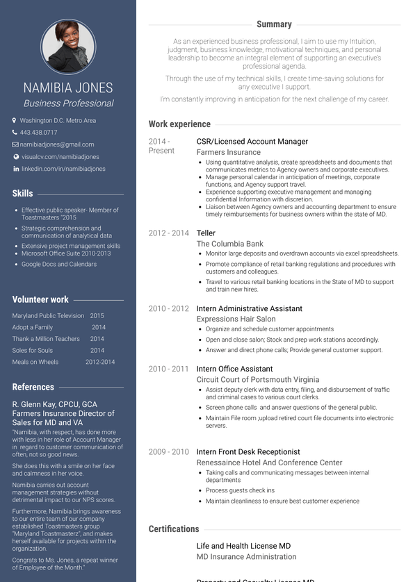 Csr Resume Samples and Templates | VisualCV