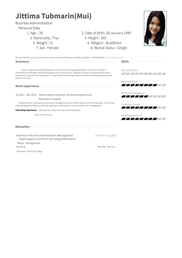 Guest Service Agent Resume Samples And Templates VisualCV   Jittima Tubmarin 