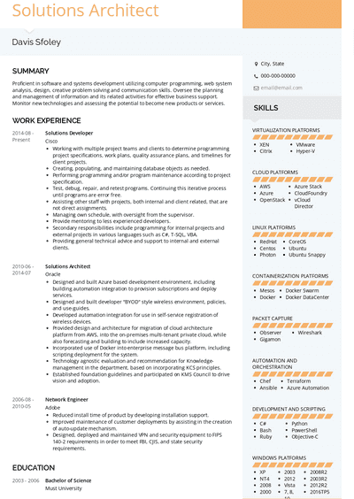 Solution Architect Resume Samples and Templates | VisualCV