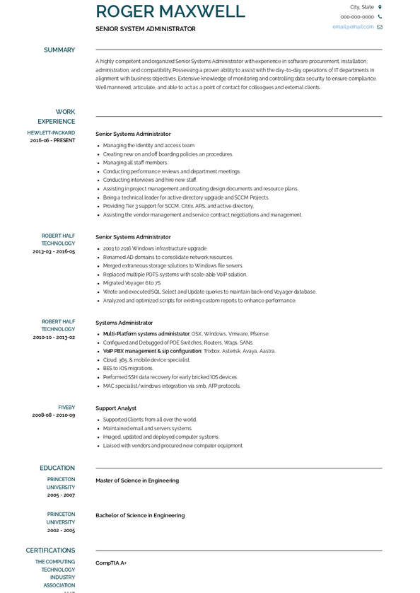 System Administrator Resume Samples and Templates | VisualCV