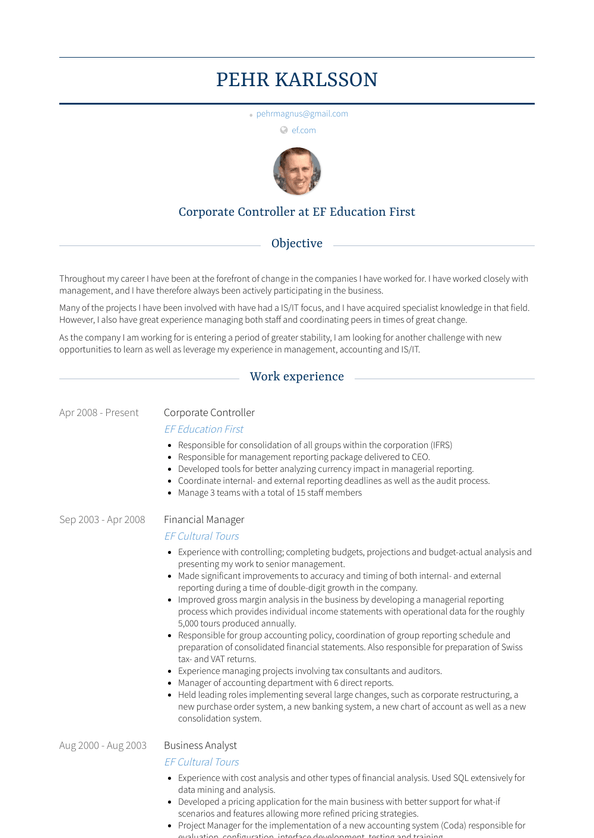 Corporate Controller Resume Samples and Templates | VisualCV