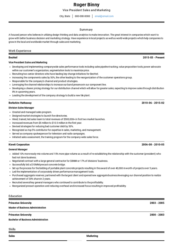 Sales & Marketing Executive Resume Samples and Templates | VisualCV