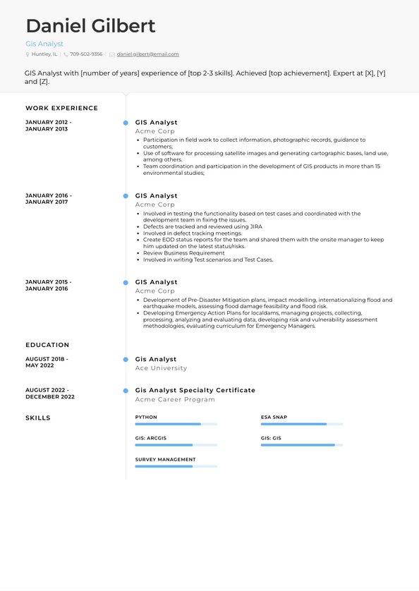 3+ Gis Analyst Resume Examples and Templates