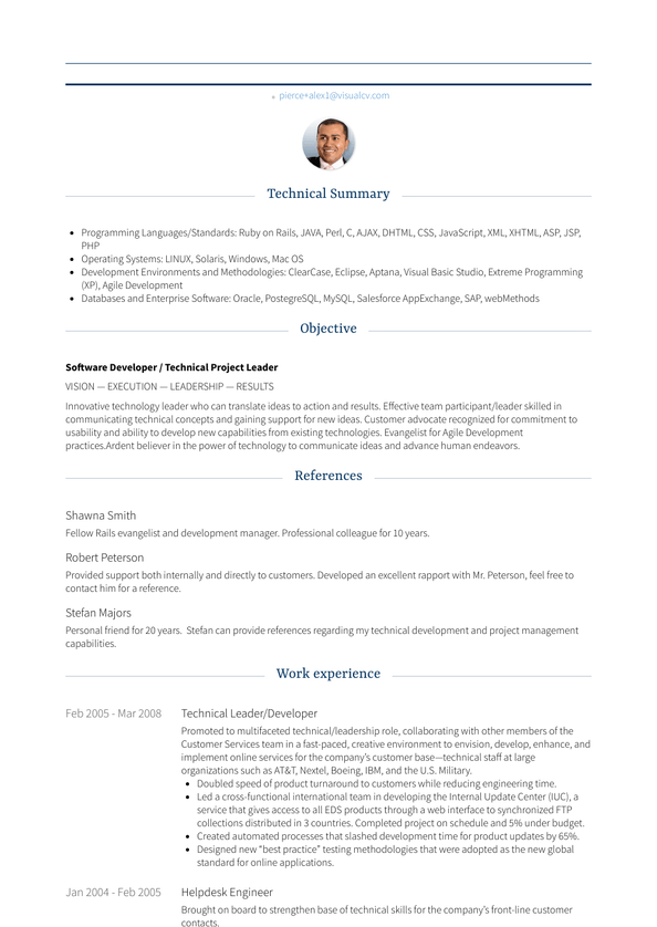 Technical Leader Resume Samples and Templates | VisualCV