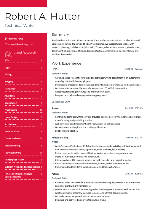 red color resume template valiant