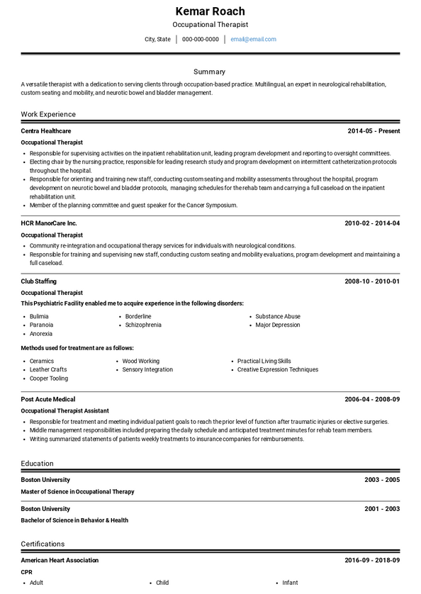 Therapist Resume Samples And Templates 