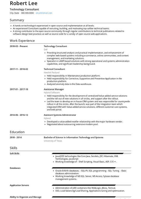 Technology Consultant Resume Samples and Templates | VisualCV