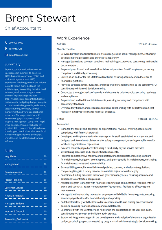 Valiant CV Template and Example by VisualCV