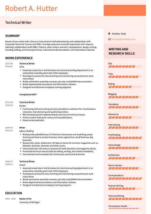 coral resume template modern