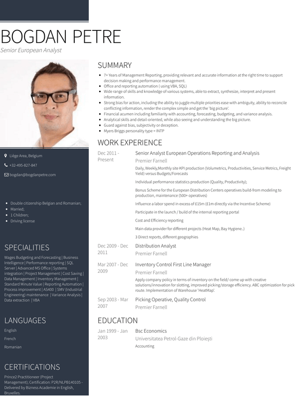 Senior Analyst Resume Samples and Templates | VisualCV