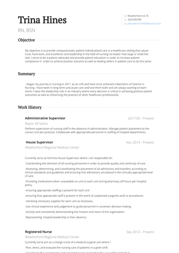 Registered Nurse Resume Samples [+ 3 Examples] | VisualCV