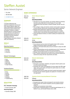 Senior Network Engineer CV Example and Template