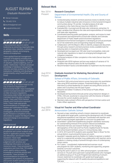 Research Consultant Resume Samples and Templates | VisualCV