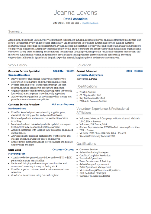 Real Professional CV Example & Sample Directory | VisualCV