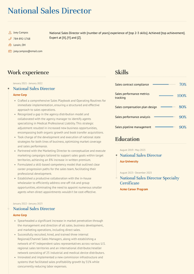 National Sales Director Resume Examples And Templates