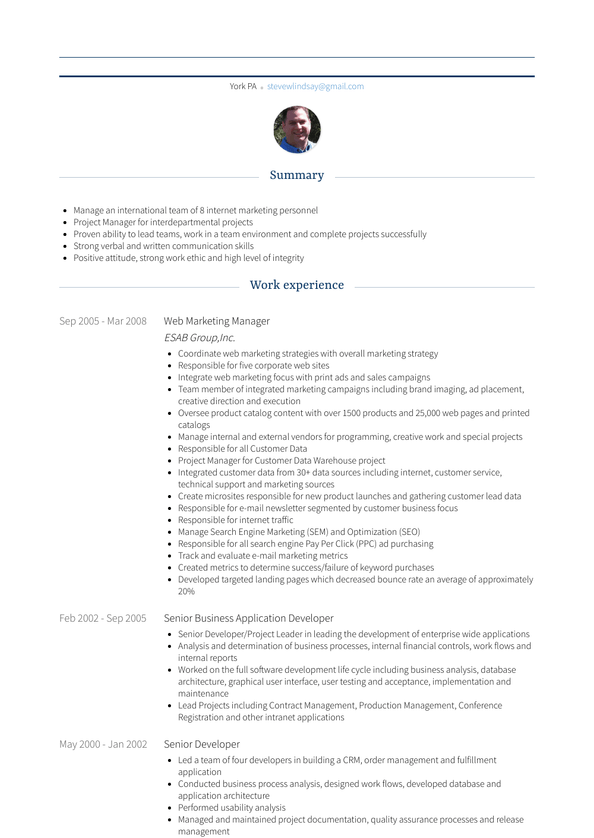 Web Marketing Manager Resume Samples And Templates Visualcv