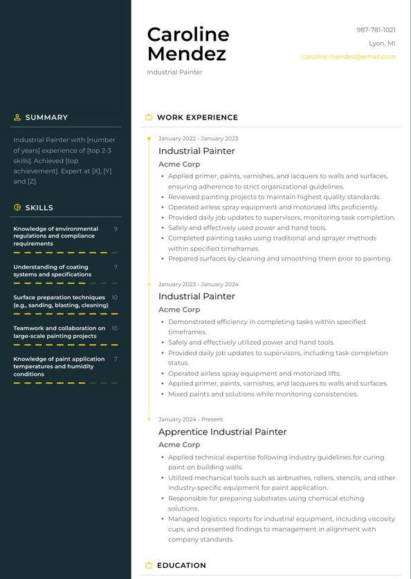 Industrial Painter Resume Examples and Templates