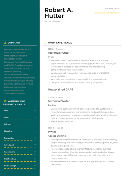 teal resume template denali