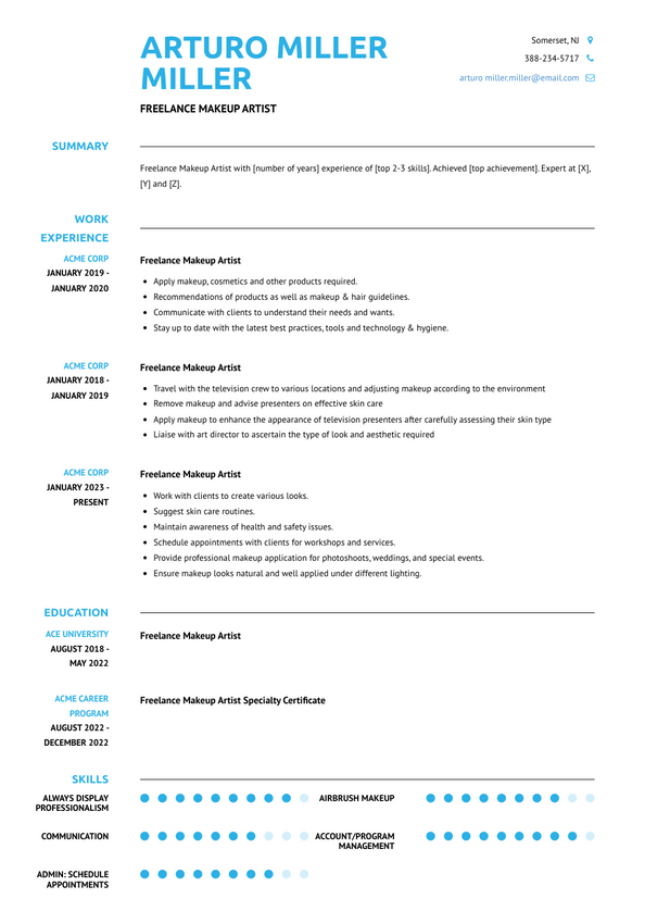 3 Freelance Makeup Artist Resume Examples And Templates   Freelance Makeup Artist Resume Example Arya 