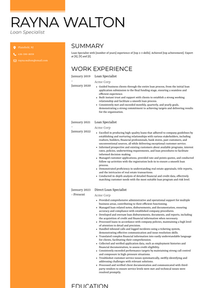 Loan Specialist Resume Sample and Template
