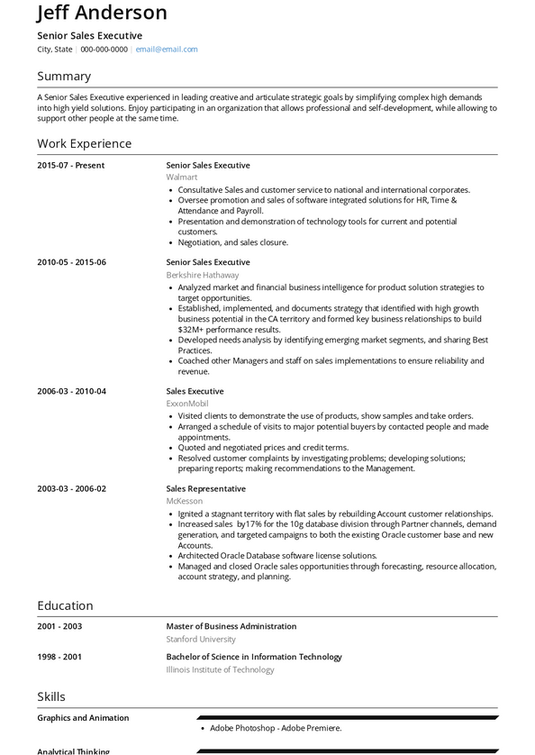 Senior Sales Executive Resume Samples and Templates | VisualCV