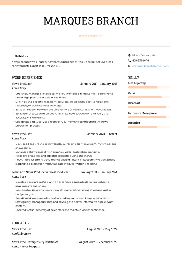 News Producer Resume Examples and Templates