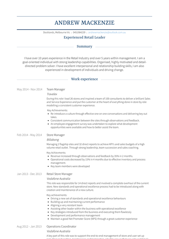 Team Manager Resume Samples and Templates | VisualCV